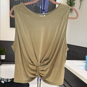 Lush Olive Twist-Detail Tank Top